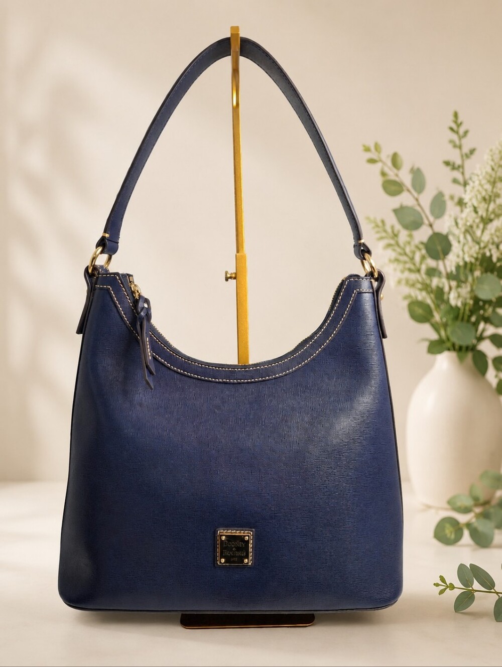Dooney & Bourke Marine Navy Saffiano  Leather Shoulder Hobo Bag Like New